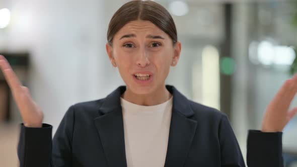 Portrait of Disappointed Businesswoman Arguing, Fighting