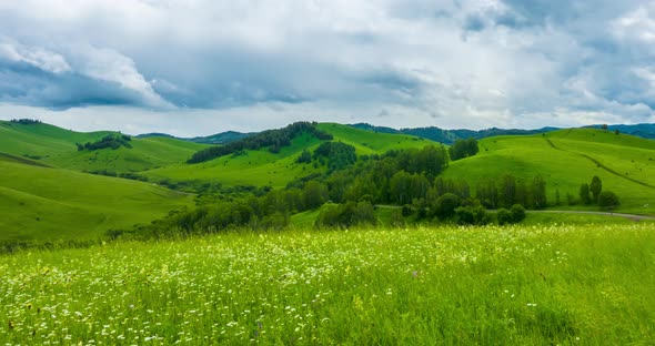 Mountain Meadow Timelapse at the Summer or Autumn Time