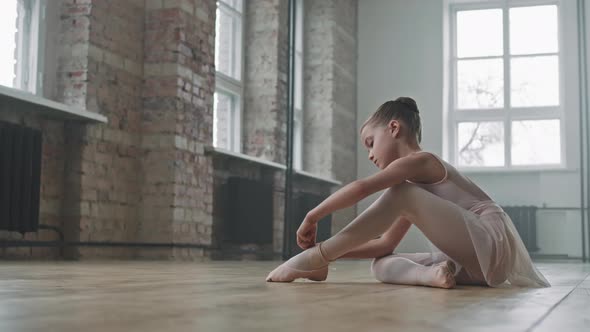 Little Ballerina Preparing For Ballet Lesson