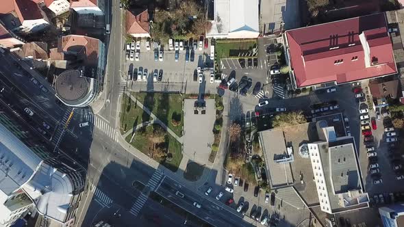 Top down view of small European town