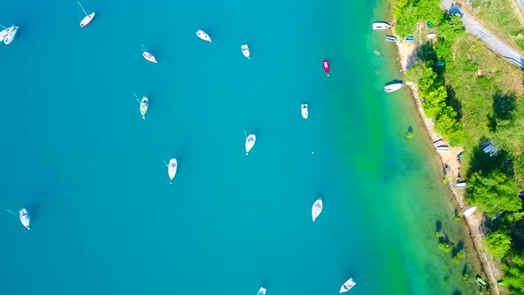 Lake of Sainte-Croix in the Verdon Regional Natural Park in France from the sky