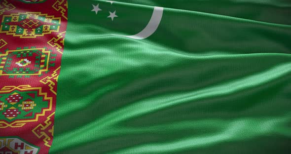 Turkmenistan waving flag animation looped 4K