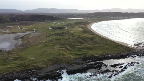 Aerial View Carrickfad with Cashelgolan Beach and the Awarded Narin Beach By Portnoo County Donegal