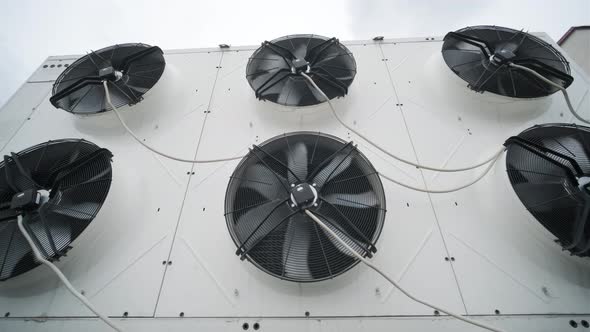 Air conditioners on the roof of an industrial building. HVAC