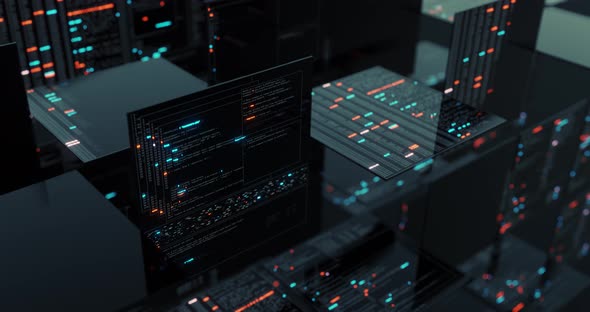 Abstract Motion Graphic, futuristic user interface, matrix cyber environment