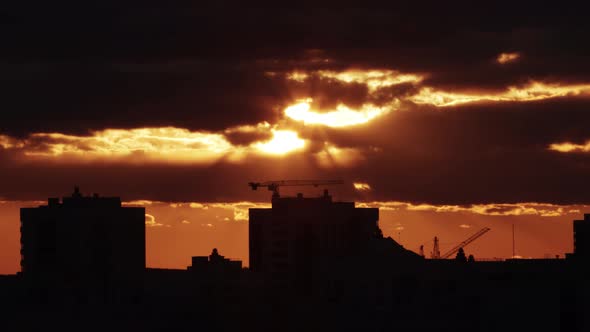 Timelapse of sunset over the city