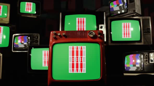 Flag of Umbria, Italy, and Retro TVs.