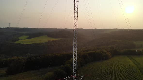 Ascending aerial drone shot of a Eddy Covariance Tower