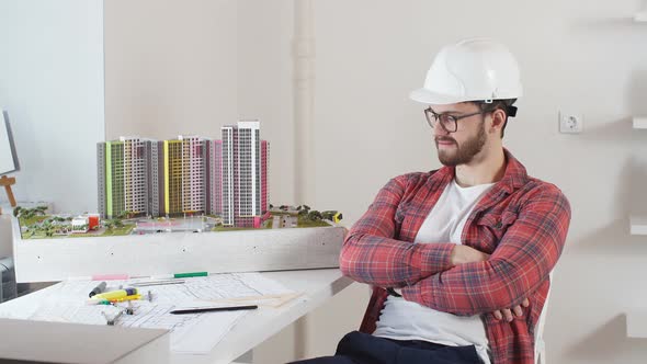 Young Architect Working in the Office