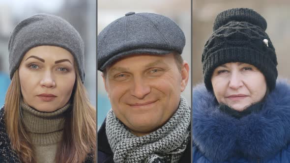 Collage of portraits of smiling men and women