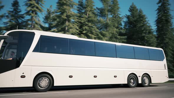 White Tourist Bus in Travel