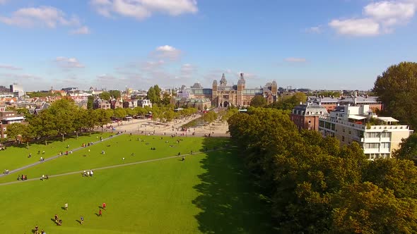 Aerial view of the Museum Square of Amsterdam