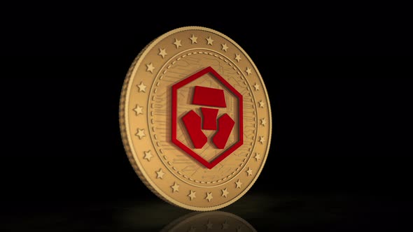 Crypto.com CRO cryptocurrency golden coin 3d