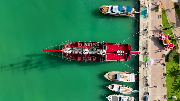 Pirate Harbor aerial view Turkey Alanya 4 K