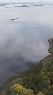 Vertical Video Aerial View of the Dnipro River  the Main River of Ukraine