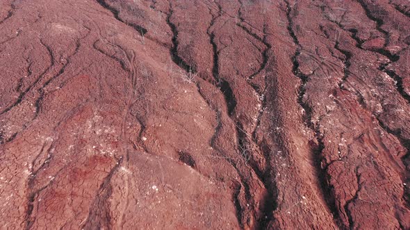 Clay Landslide with Cracks From Erosion  The Texture of Red Clay in the Quarry
