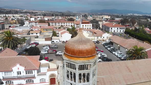 Church Santo Domingo, Cathedral, Temple (La Serena city, Chile) aerial view