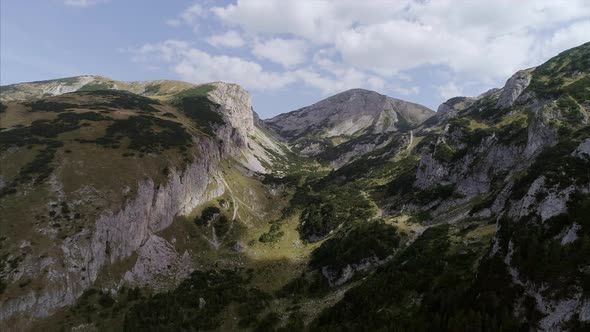 Aerial of the Rugged Mountains of Rugove in Former Yugoslavia