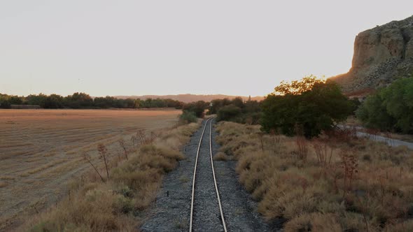 Rail tracks in empty landscape, Spain