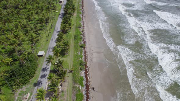 Drone footage of Manzanilla Beach on the east coast of Trinidad