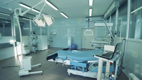 Solitary Maternity Ward with Medical Equipment in It