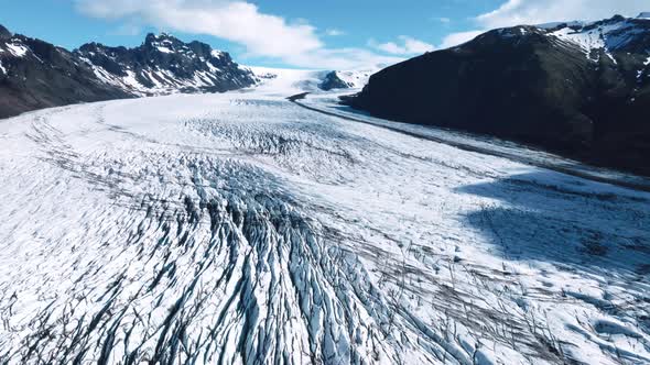 Aerial Panoramic View of the Skaftafell Glacier Vatnajokull National Park