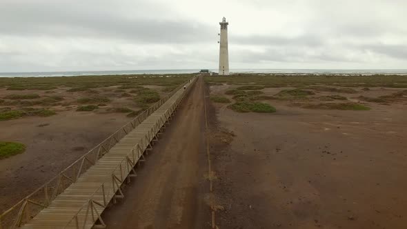 Aerial view of Morro Jable Lighthouse in Fuerteventura.