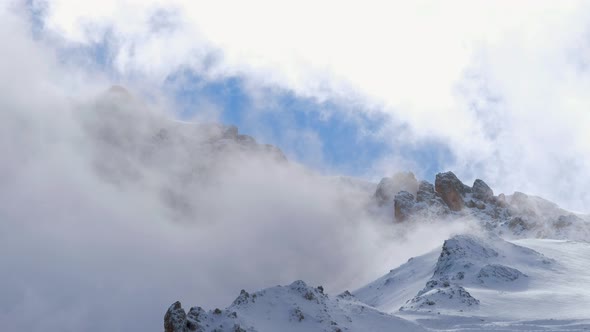 Foggy In Winter Mountains