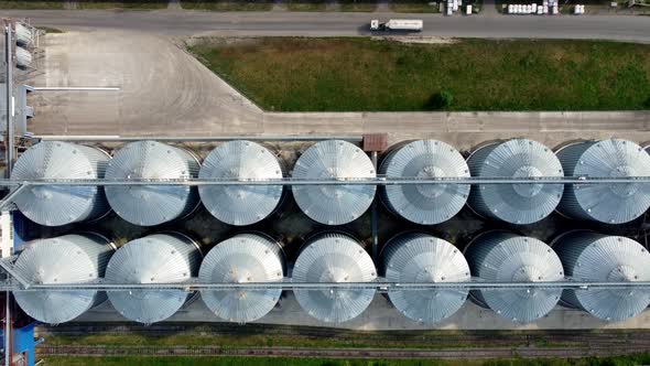 Modern Grain Silo Elevator View From a Height and From Different Angles