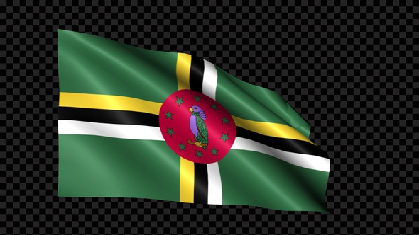 Dominica Flag Blowing In The Wind