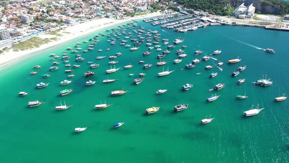 Peaceful landscape of coast city of Lakes Region of Rio de Janeiro Brazil.