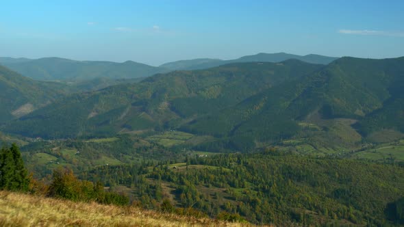 Aerial View on the Mountains Area in Spring Season