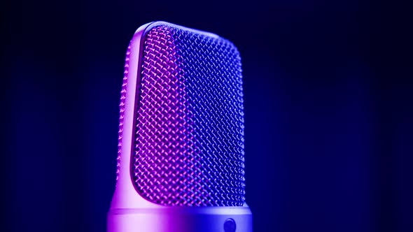 Microphone Closeup Mic with Blue Neon Light