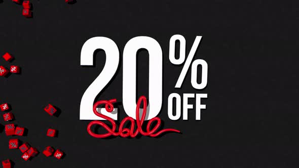 20% Off 3D Rendering with Shiny and Metal Materials, Special Sale Offer Background, Shopping Event