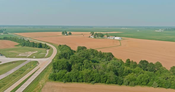 Panoramic View of Silver Silos Storage Elevator on Agro Processing Drying Cleaning of Agricultural