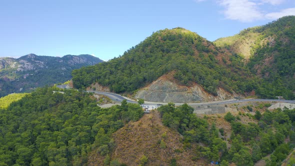 Aerial View of the Highway and Mountains To Marmaris in Turkey