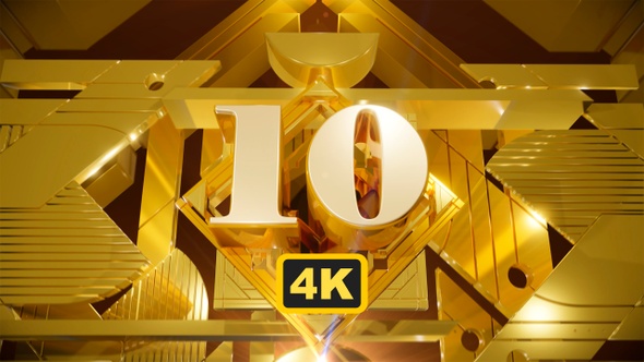 Art Deco Countdown Gold Prism 4K