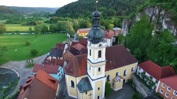 Beautiful drone video above bavarian landscape