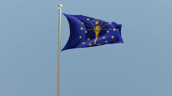 Indiana flag on flagpole.