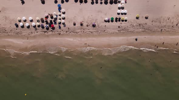 Cenital view of the beach of Progeso in yucatan