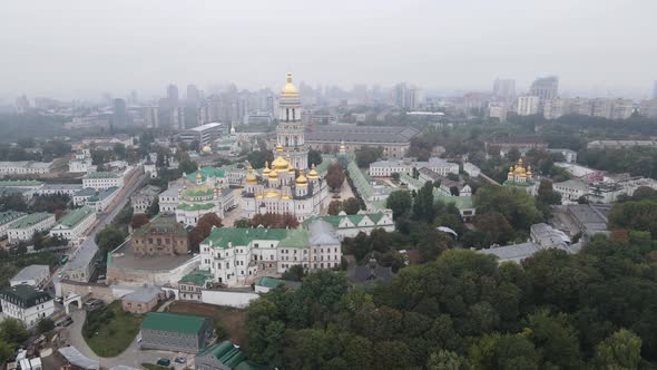 Kyiv, Ukraine Aerial View in Autumn : Kyiv-Pechersk Lavra. Kiev