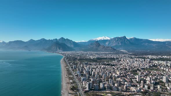 The City at The Foot of the Mountains Antalya Turkey Aerıal Vıew 4 K