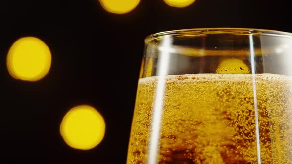 Foamy Beer in Glass Closeup