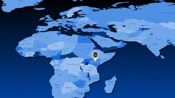 Kenya Location Tracking Animation On Earth Map