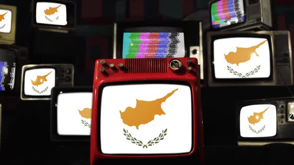 Cyprus flag and Vintage televisions.