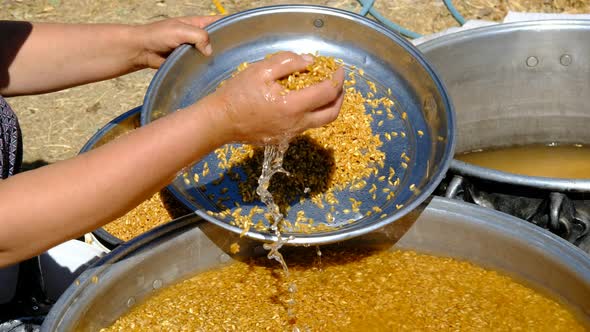 Traditional Washing Wheat