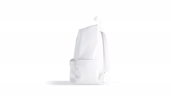 Blank white backpack with zipper mockup, looped rotation, 4k video