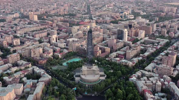 Ariel Drone Shot of Opera House in Armenia in Summer Day