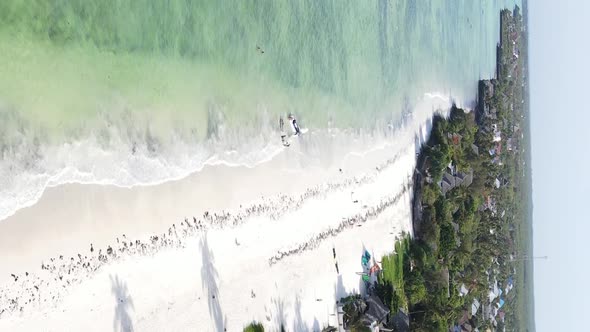 Vertical Video of the Coast of Zanzibar Island Tanzania Slow Motion
