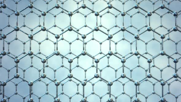 Loopable graphene structure. Two rows of carbon atoms. Silver honeycombs